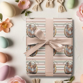 Papel De Regalo Foto y nombre personalizados de Boho Easter
