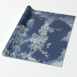 Papel De Regalo Fotografía contemporánea de cianotipo floral azul