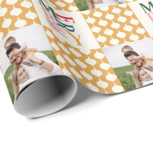 Papel De Regalo Fotografía de Navidades de tipografía retro de c