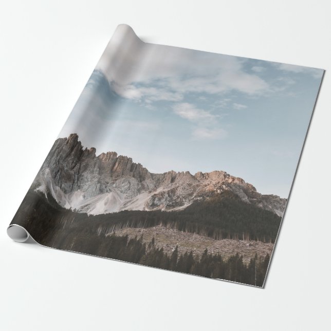 PAPEL DE REGALO FOTOGRAFÍA DE PAISAJE DE MONTAÑA GRIS Y MARRÓN (Desenrollado)