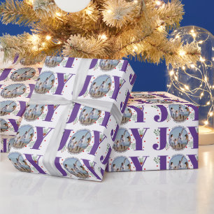 Papel De Regalo Fotografía de Purple JOY Merry navidad
