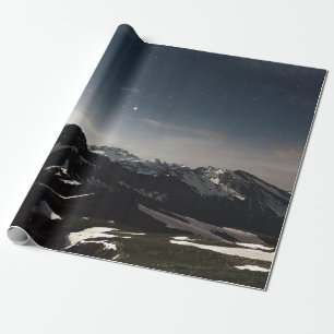 PAPEL DE REGALO FOTOGRAFÍA DEL PAISAJE DE MONTAÑA NEGRA Y BLANCA