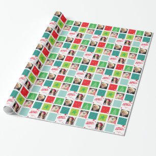 Papel De Regalo FOTOGRAFÍA FESTIVAL navidades de WRAP azul verde r