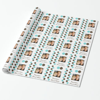 Papel De Regalo Fotografía marrón azul de puntos de polka