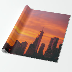 PAPEL DE REGALO FOTOGRAFÍA PANORÁMICA DE SUNSET EN LA CIUDAD