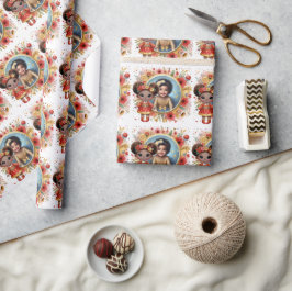 Papel De Regalo Fotos Cumpleaños Little Black Fairy Red Gold