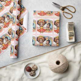 Papel De Regalo Fotos Cumpleaños Little Black Fairy Red Gold