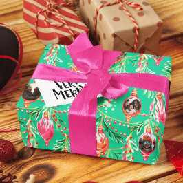Papel De Regalo Fotos de Familia | Adorno de Navidad Kitsch