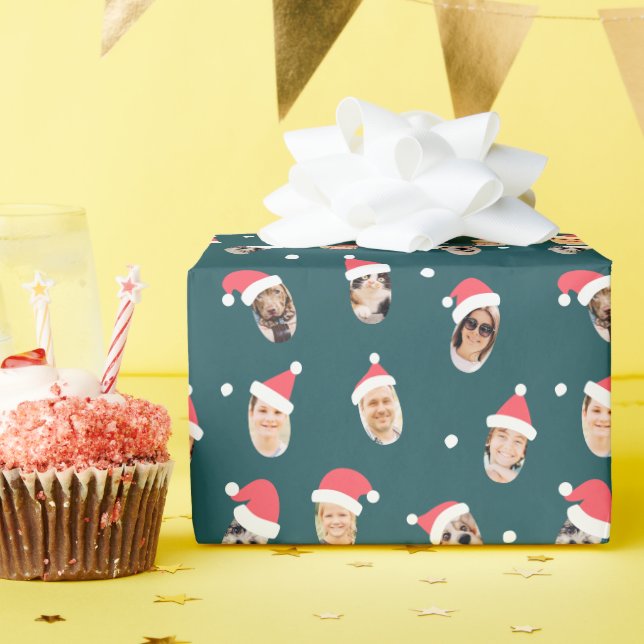 Papel De Regalo Fotos de nueve familias en Santa Hats (Fiesta de cumpleaños )