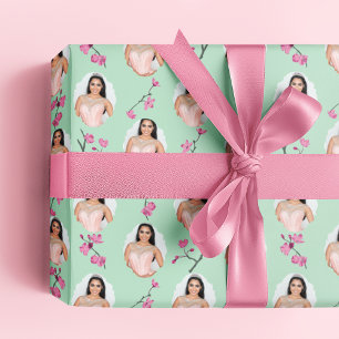Papel De Regalo Fotos de Personalizados de flores de cerezo verde 