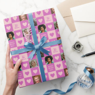 Papel De Regalo Fotos de tablero de ajedrez en color rosa morado S