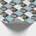 Papel De Regalo Fotos del 60° Aniversario del Boda del Diamante 2<br><div class="desc">60 años de aniversario del amor añada tu propio papel de regalo para el aniversario de la foto de dos diamantes. Una línea de arte simple efecto de piedra cardíaca efecto gráfico color azul diamante claro aqua y cuadrados blancos envoltura personalizada. Personalizar con su propia elección de nombres o relaciones,...</div>