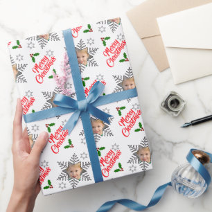 Papel De Regalo Fotos navideñas de Feliz Snowflake