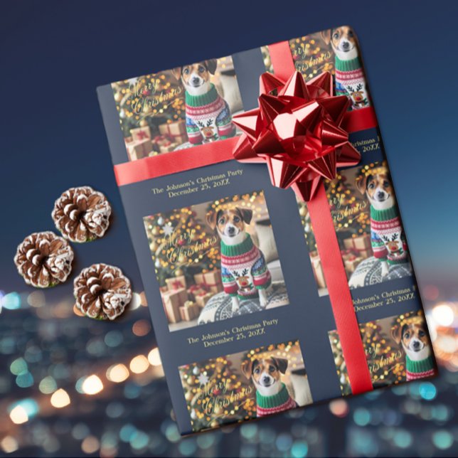 Papel De Regalo Fotos navideñas de Merry (Merry Christmas Photo Wrapping Paper)