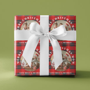 Papel De Regalo Fotos personalizadas de Feliz Navidad Mamá Roja Pl