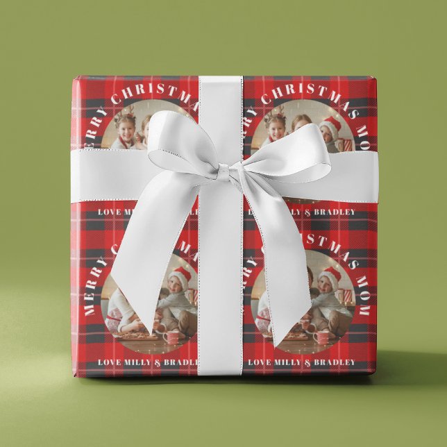Papel De Regalo Fotos personalizadas de Feliz Navidad Mamá Roja Pl (Subido por el creador)