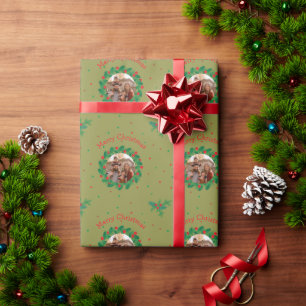 Papel De Regalo Fotos personalizadas de Feliz Navidad Wreath