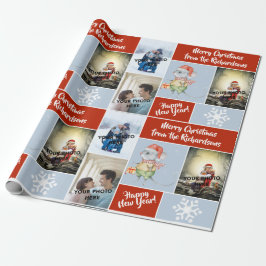 Papel De Regalo Fotos Personalizados y texto con un lindo Santa Mo