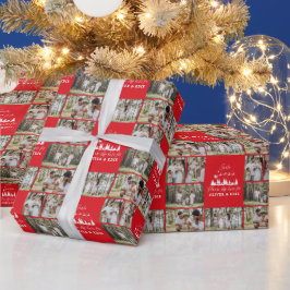 Papel De Regalo Fotos rojas modernas y multifoto de Santa Navidade