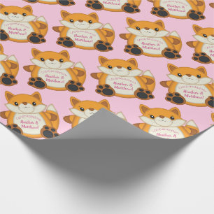 Papel De Regalo Fox Baby Shower Pink