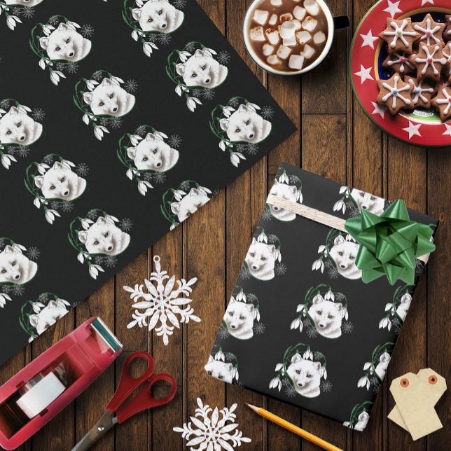 Papel De Regalo Fox blanca del Ártico de Art Nouveau (Subido por el creador)