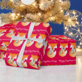 Papel De Regalo Fox cub nombre arte de invierno Navidades envoltur