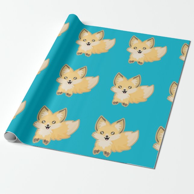 Papel De Regalo Fox de Kawaii (Desenrollado)