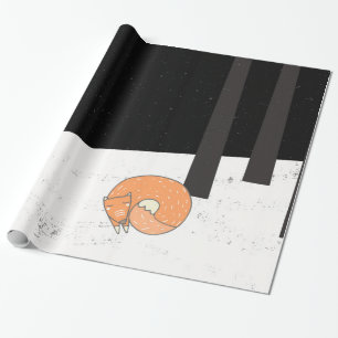 Papel De Regalo Fox durmiente en invierno - Ilustracion
