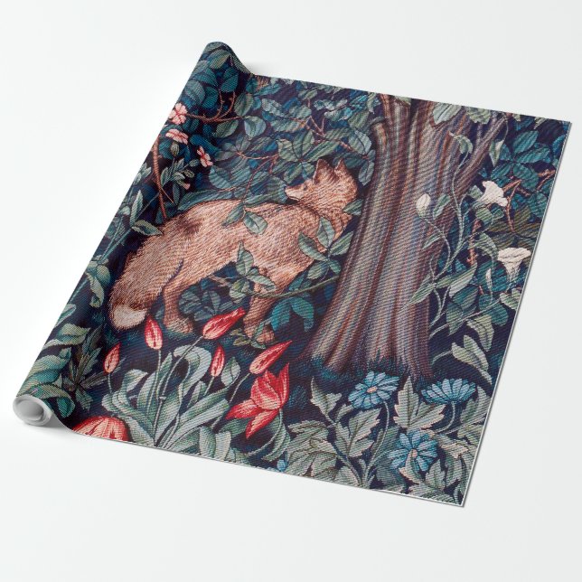 Papel De Regalo Fox en el bosque, William Morris (Desenrollado)
