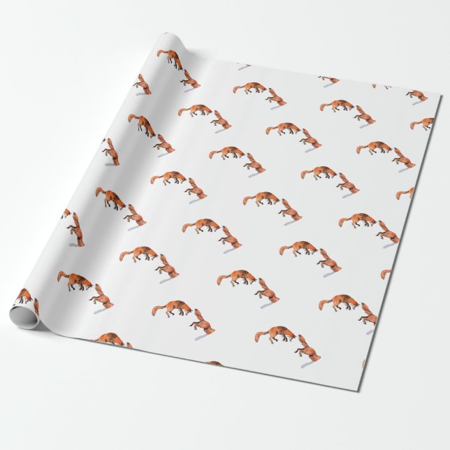 Papel De Regalo Fox rojo de salto (Desenrollado)