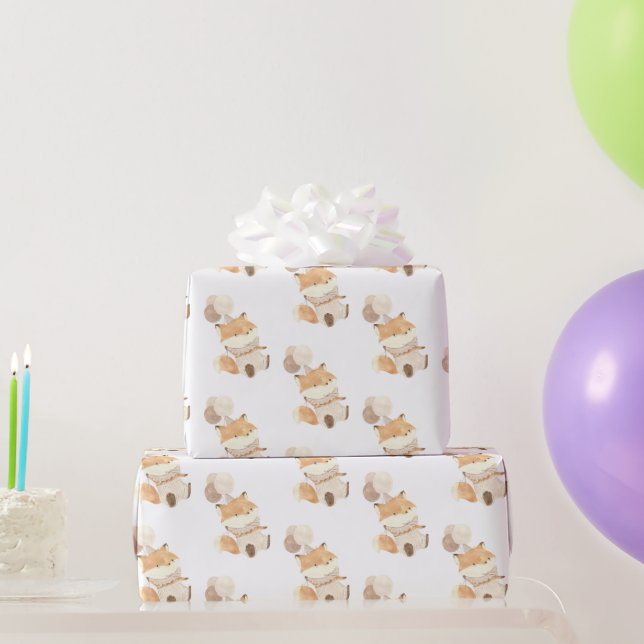Papel De Regalo Fox simple y moderna con globos (Regalos de fiesta)