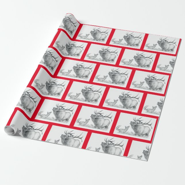Papel De Regalo Fox y Elk (Desenrollado)