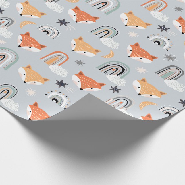 Papel De Regalo Fox y Rainbows (Esquina)