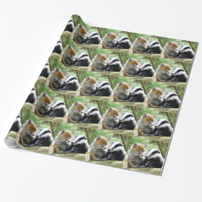 Papel De Regalo Foxcub y Badger Cute! (Desenrollado)