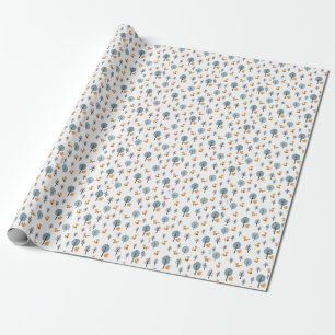 Papel De Regalo Foxes Forestales: fondo blanco vintage