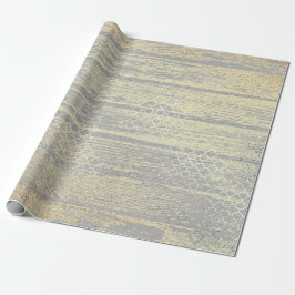 Papel De Regalo Foxix Gold Gray Wood Shabby Quatrefoil Silver