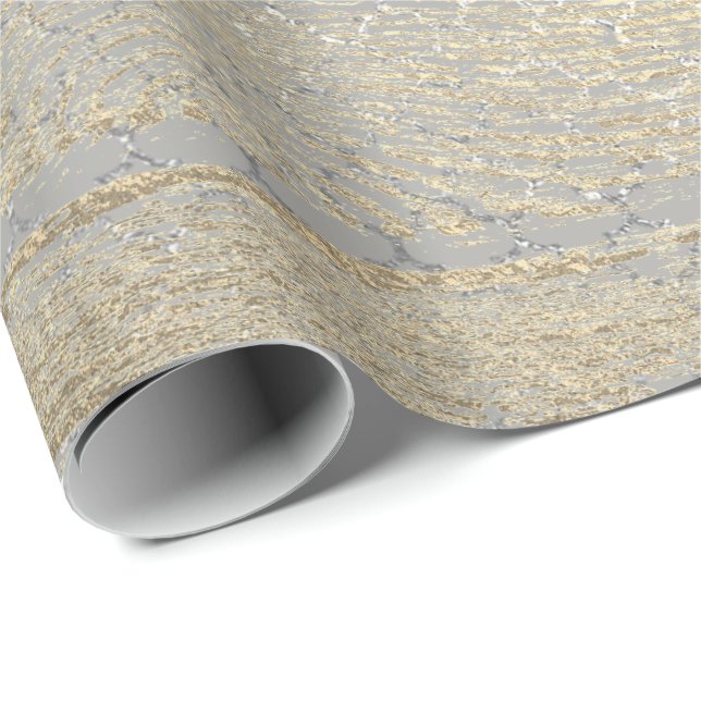 Papel De Regalo Foxix Gold Gray Wood Shabby Quatrefoil Silver (Esquina del rollo)