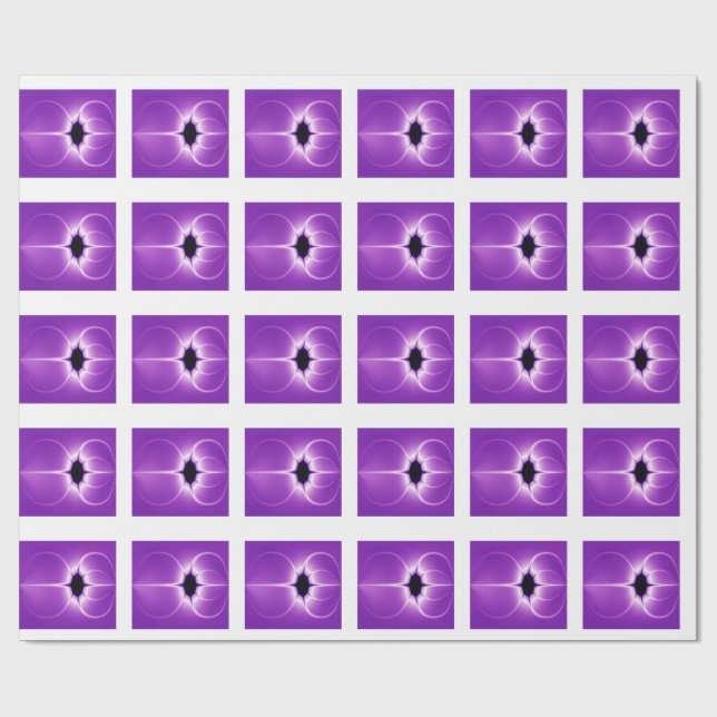 Papel De Regalo Fractal morado y blanco (Superficie plana)