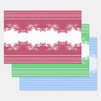 Papel de regalo fractal navideño rojo verde azul