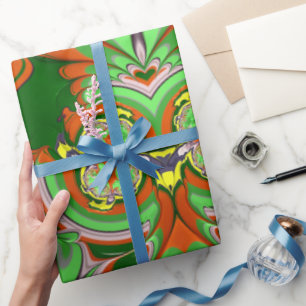 Papel De Regalo ~ Fractal rojo verde amarillo ~ Navidades envuelto