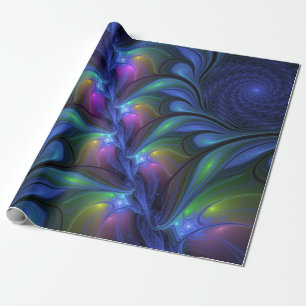 Papel De Regalo Fractal verde rosa azul luminoso colorido abstract