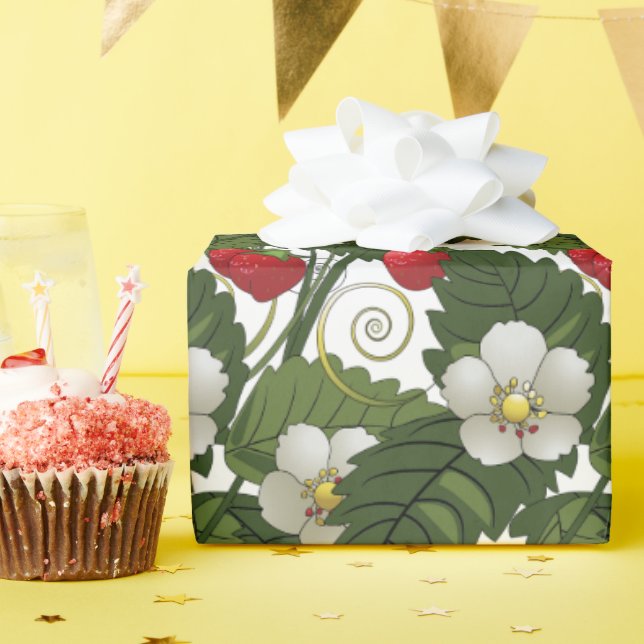 Papel De Regalo Fragancias rojas y hojas verdes desmoronan (Fiesta de cumpleaños )