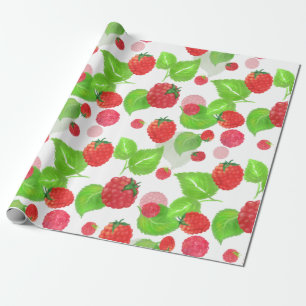 papel de regalo frambuesas a la acuarela