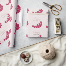 Papel De Regalo Frambuesas Acuarela Feliz Día de San Valentín