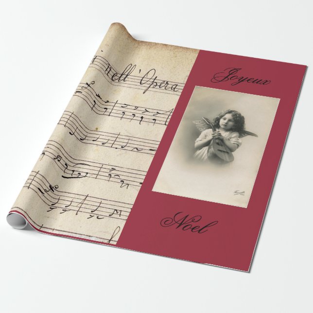 PAPEL DE REGALO francés de la foto de la partitura (Desenrollado)