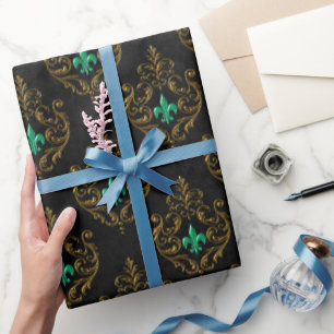Papel de regalo francés esmeralda oro viejo