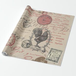 Papel De Regalo Francés vintage que escribe París tipografía de ga