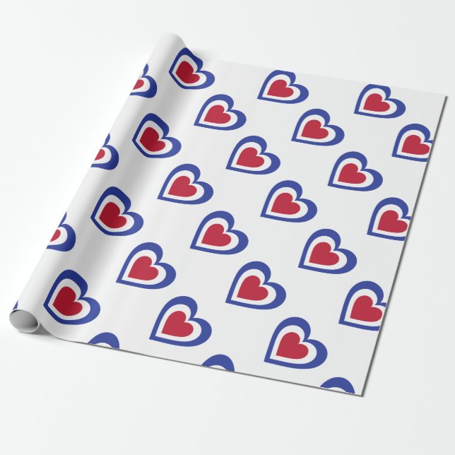 Papel De Regalo Francia/corazones Bandera-inspirados franceses (Desenrollado)