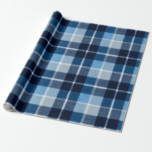 Papel De Regalo Franela a Cuadros Azul Blanco Acogedor