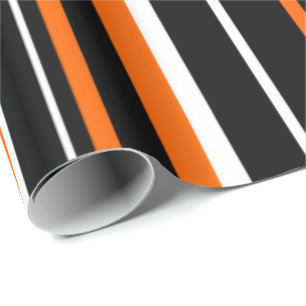 Papel De Regalo Frania de código de barras negra, naranja y blanca